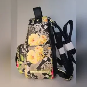 BETSEY JOHNSON BLACK FLORAL SNAKESKIN PUG  MINI BACKPACK 
VHTF / RARE Betsy Johnson Pug Puppy Dog Flowered | Mercari main image 3